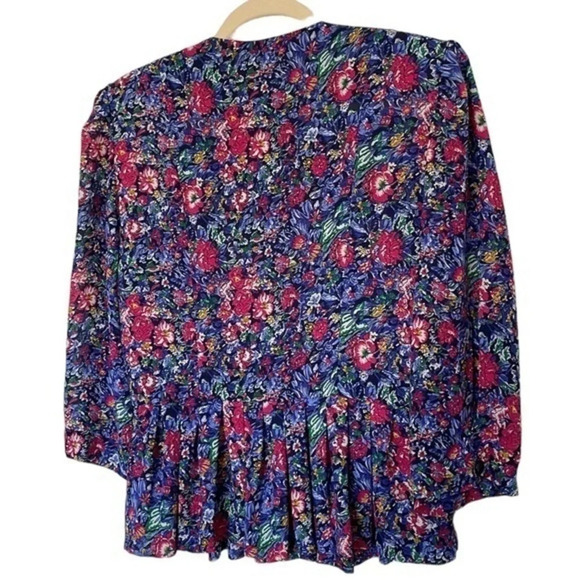 Vintage Stuart Alan Floral Ruffle Bottom Button Down Top Size 8 - Picture 2 of 8